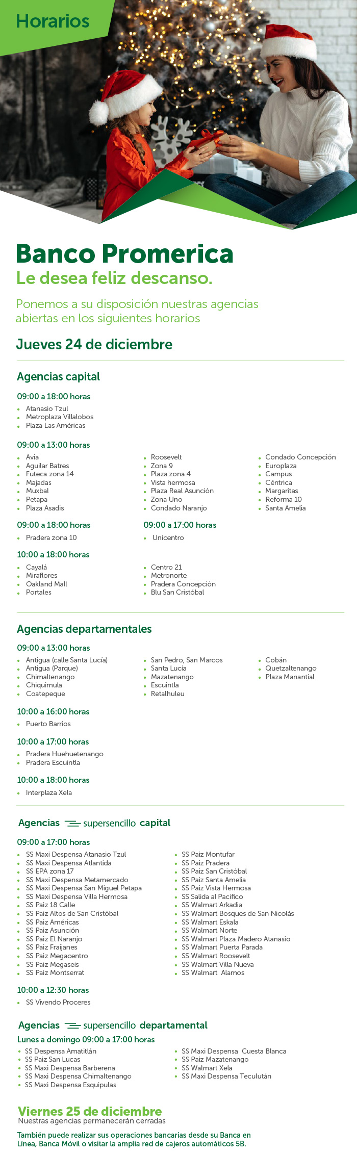 Horarios Banco Promerica